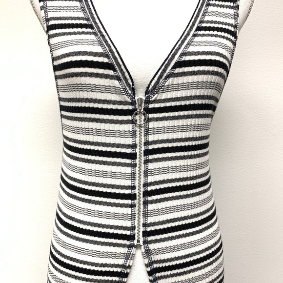 Free People Beachy Keen Duster Cover Up SIZE SMALL Stripe Zip Y2K Maxi Vest $98 - Picture 6 of 10